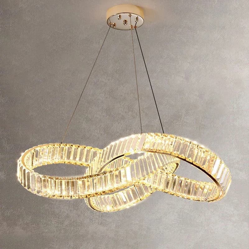 Lampadario a LED in Cristallo Moderno e Lussuoso, Design Irregolare Dorato per Soggiorno, Camera da Letto e Sala da Pranzo