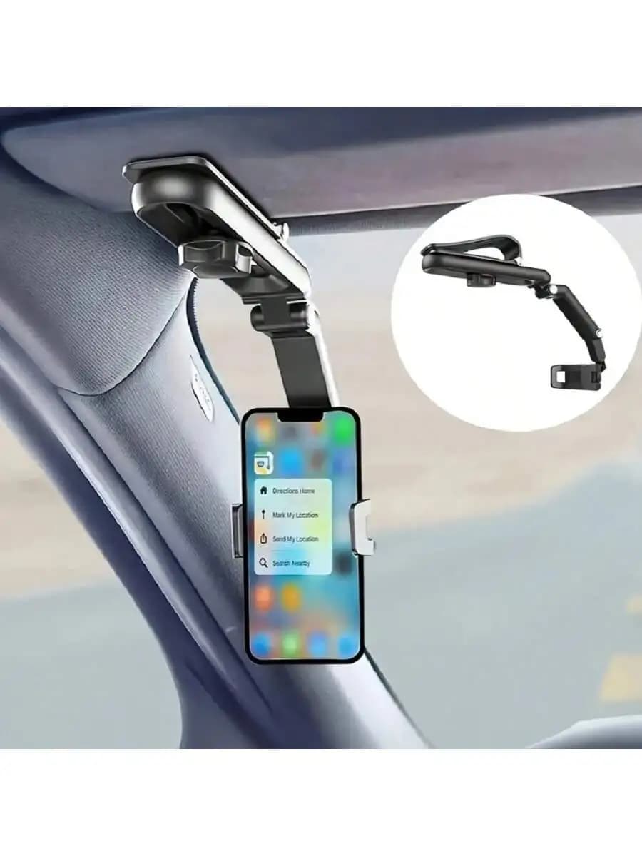 1 Pezzo Rotante a 1080° ° Supporto universale per telefono da auto con visiera parasole, angolo regolabile, presa sicura, supporto per navigazione a mani libere