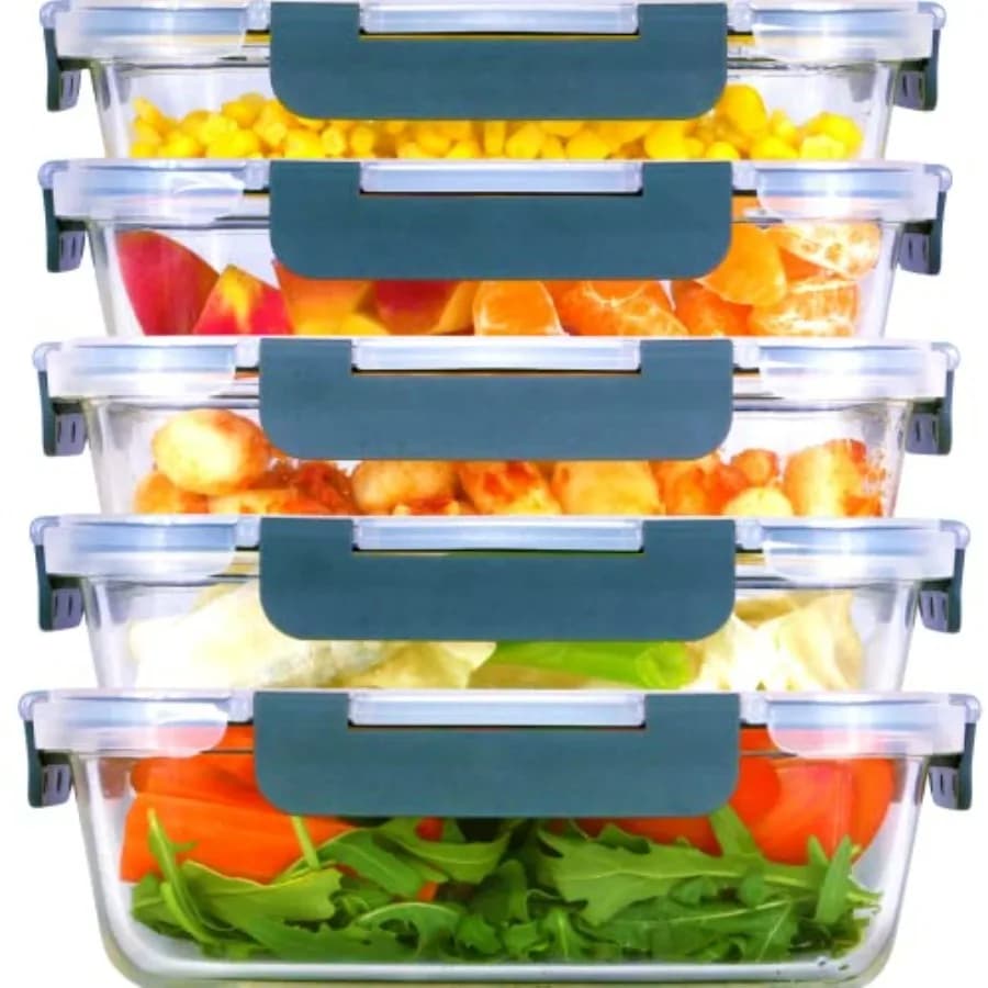 Containers for the preparation of glass meals: 5, 35 Oz package with airtight and stagnated lids, perfect for food preservation, lunch and portions