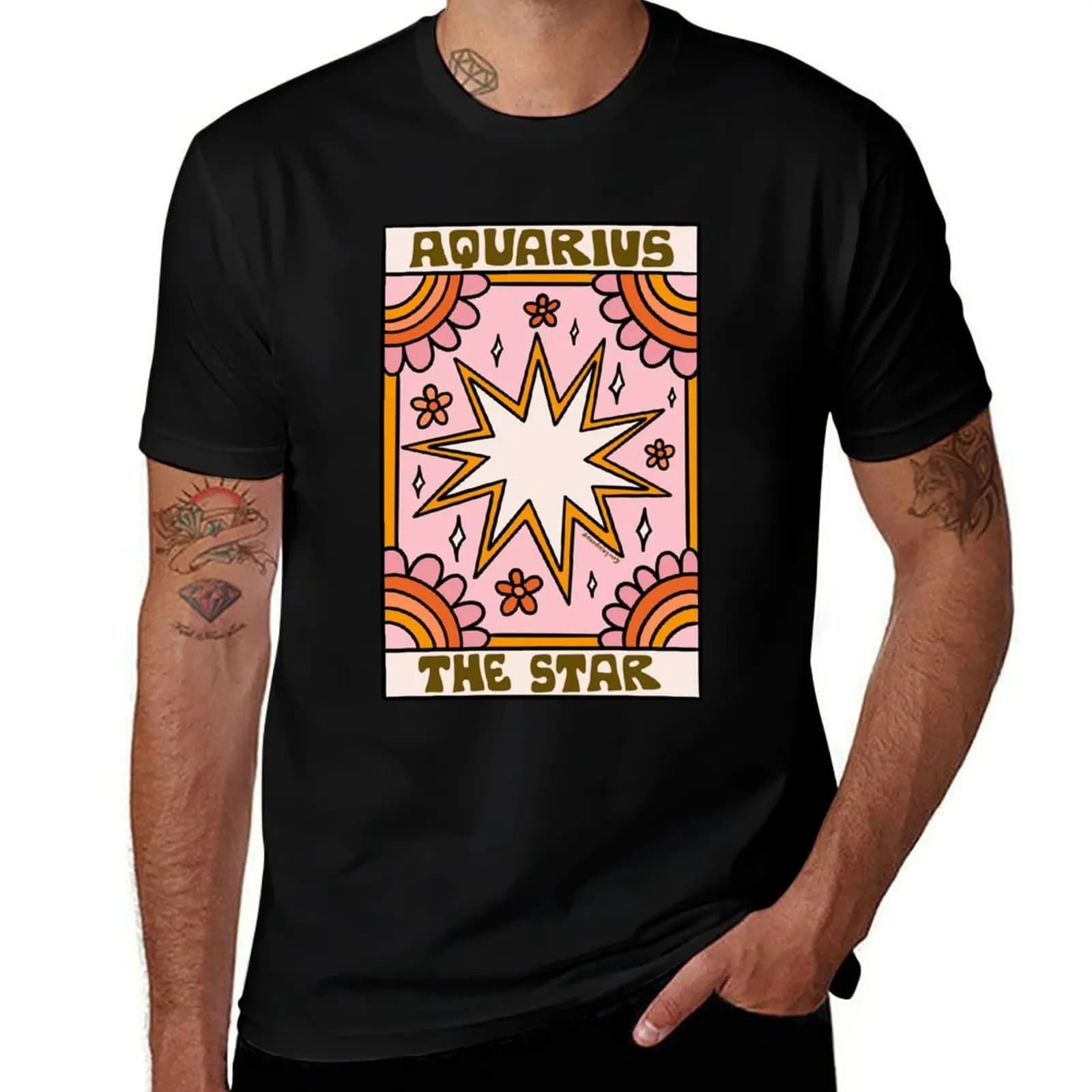 T-shirt Aquarius Tarot Card, T-shirt da lavoro comoda per uomo
