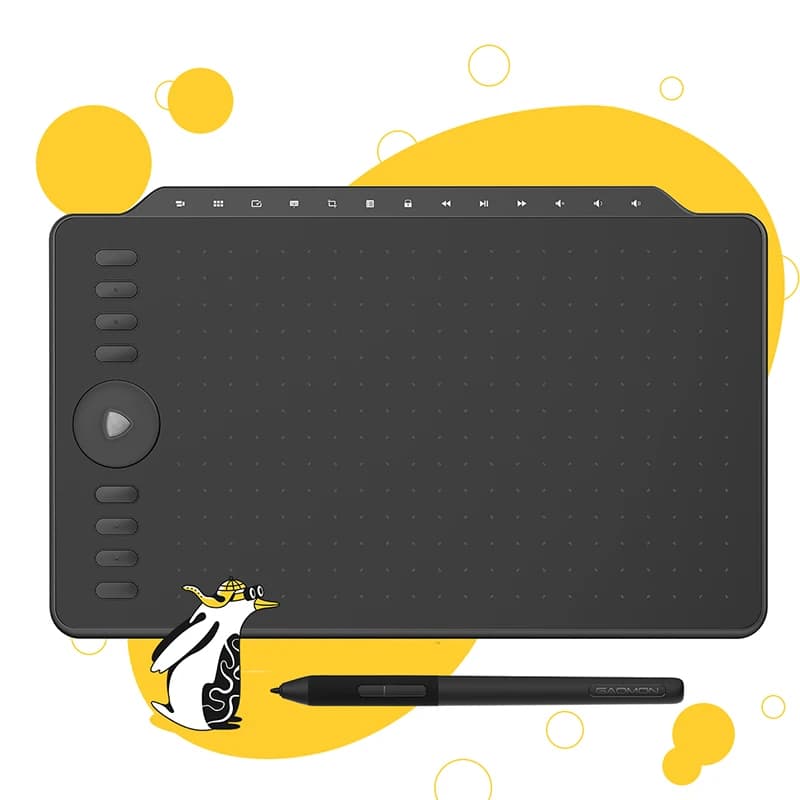 Tavoletta grafica GAOMON M1220 Tavoletta grafica da 12 pollici con supporto per inclinazione Redail, penna senza batteria, 8 tasti rapidi con 13 tasti multimediali