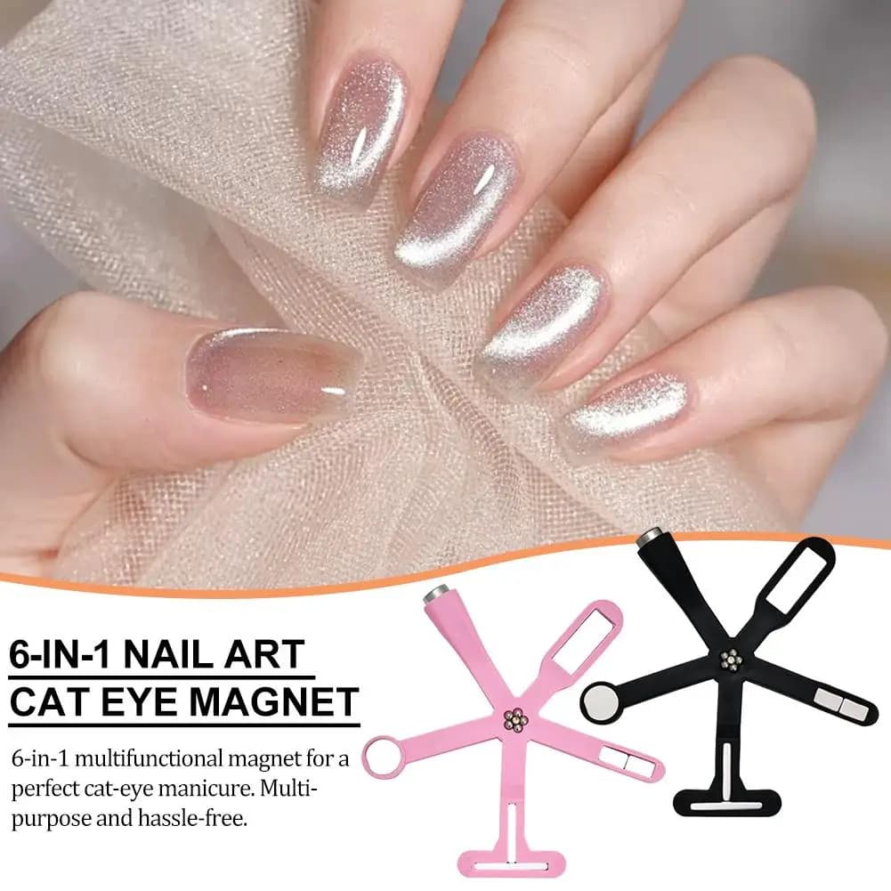 6 in 1 Nail Art Cat Eye Magnet Stick per Cat Eye Gel Polish Nail Magnet Tool Penna magnetica Nail Art Design Glitter Effetto Manicure