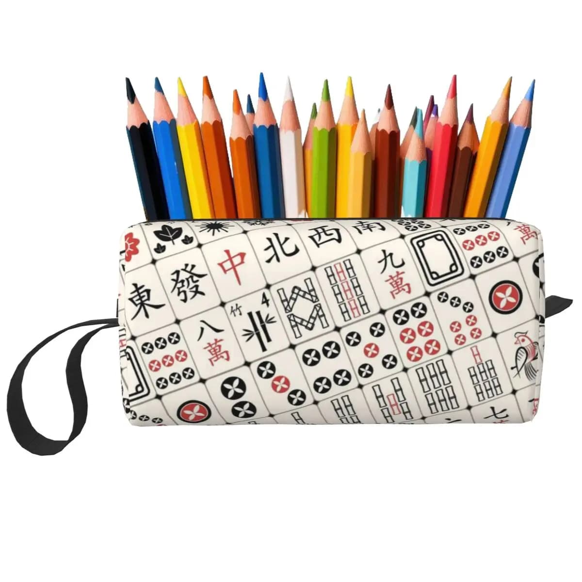 Astuccio con motivo Mahjong per regali per studenti, scatola per penne, borsa per matite, articoli di cancelleria, custodia da viaggio per donna