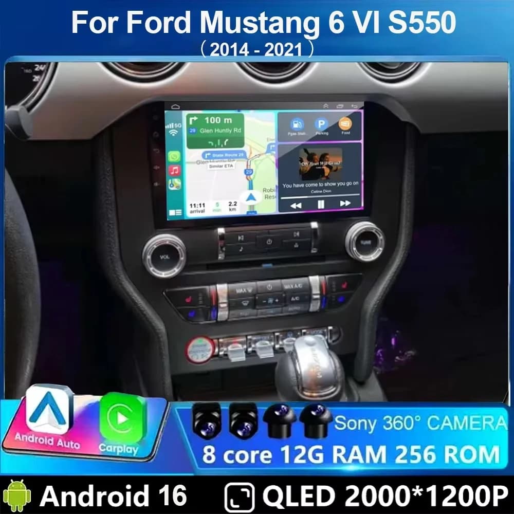 Android 15 9 ''Radio Per Ford Mustang 6 VI S550 2014 - 2021 Auto Carplay Multimedia Vedio player Navigazione GPS 4G WIFI GPS
