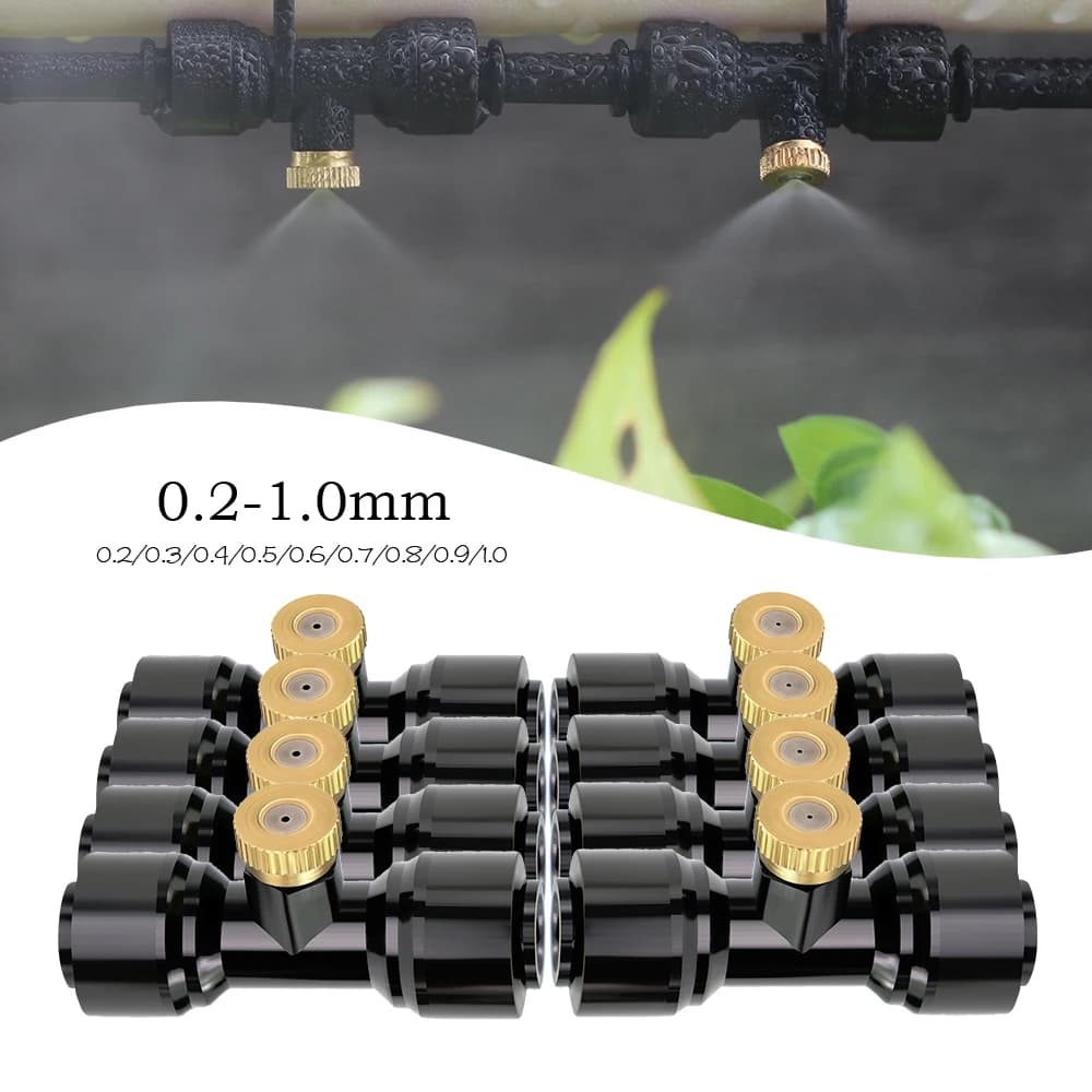 0.2-1.0 mm Nebulization nozzles Cooling system for fine brass sprayer 1/4 "4/7mm Garden irrigation pipe Anti-slip block Quick insert