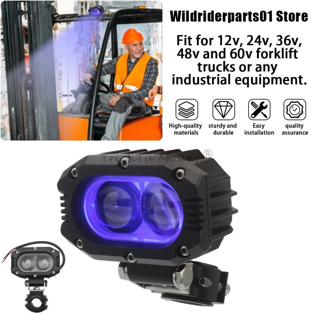 Per 12v 24v 36v 48v ATV UTV bici da cross LED blu Punto rotondo Carrello elevatore Lampada spot di sicurezza Spia Area magazzino pedonale