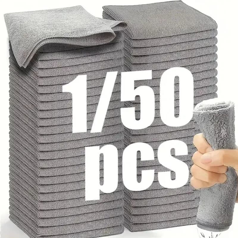 1/50pcs Panno per pulizia in microfibra Asciugamano assorbente per lavare i lavori domestici dell'auto Stracci per la pulizia della cucina pulita Strumenti per la pulizia della casa