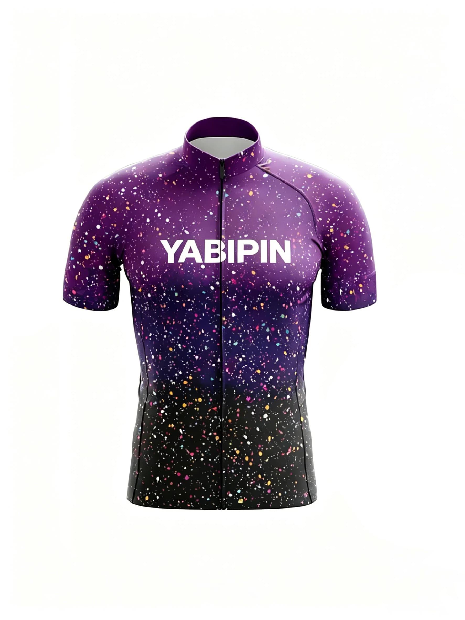 Short Sleeve Men‘s Cycling Jersey, Stand Collar Full Zip Breathable Quick Dry Lightweight Bike Top
