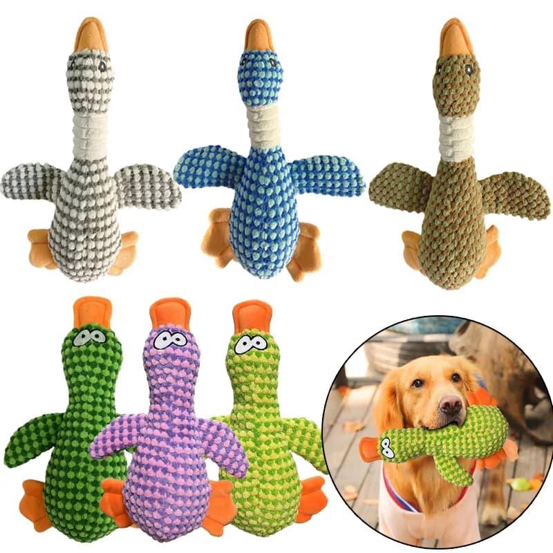 Giocattoli di Peluche Divertenti a Forma di Anatra e Cane, Giocattolo Sonoro per Cuccioli, Gioco da Masticare a Forma di Oca Selvatica per Cani Piccoli, Medi e Grandi, Pulizia dei Denti