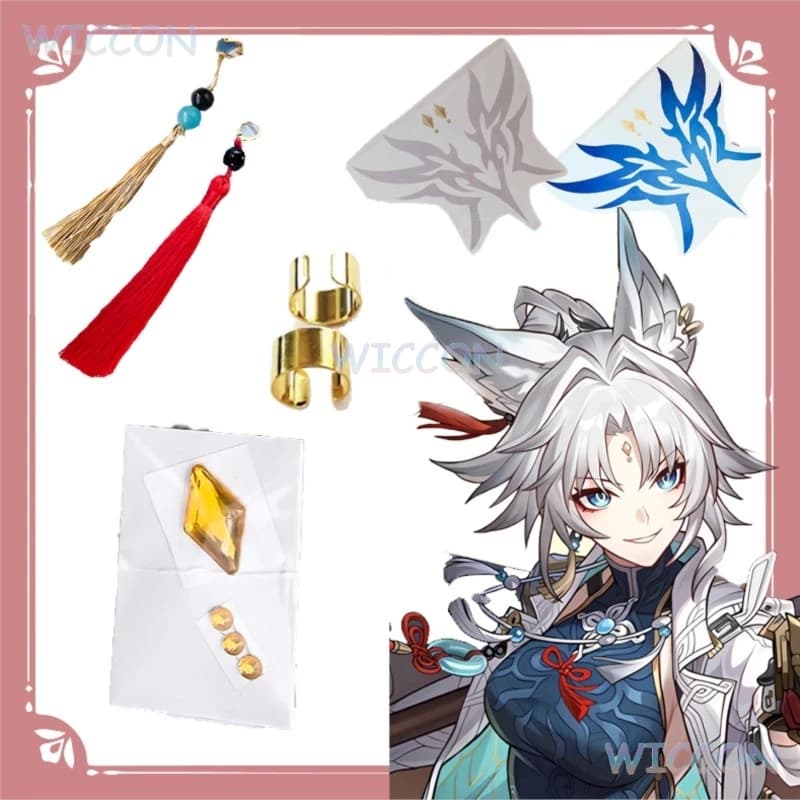 Wall decals for the face Custom temporary tattoos Honkai Star Rail Feixiao General Cosplay Earrings Soul Game Merchandise