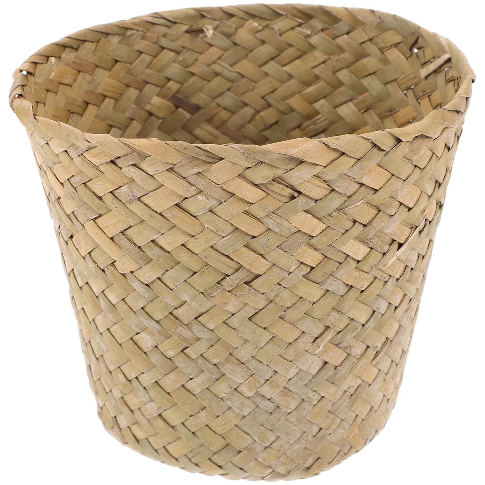 Woven Waste Basket Natural Straw Storage Basket Large Capacity Home Organizer Rustic Trash Can Multifunctional Sundries