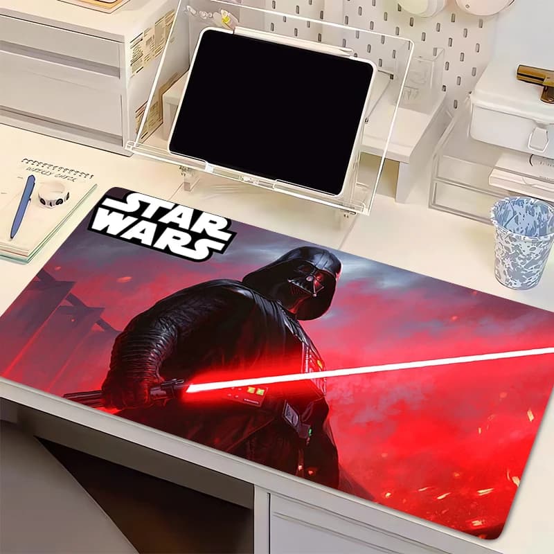 Tappetino per mouse 90x40 cm Star Wars Gamer, grande, per computer portatile, con bordo in gomma, tappetino per mouse bianco, accessori da gioco, tappetino per tastiera