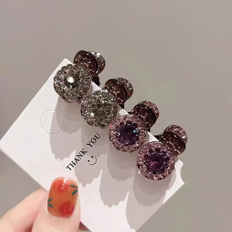 1/2pcs exquisite full diamond side bar small hair clip for women, frontal bangs princess hair clip, small size shark clip