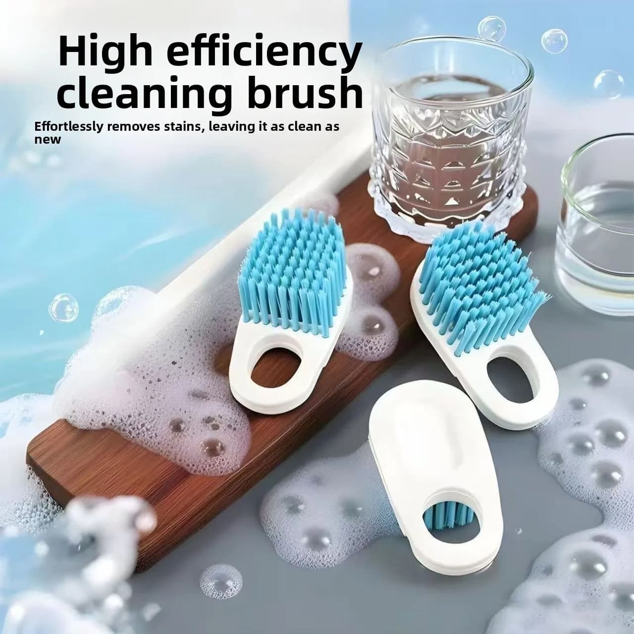 Multifunctional Household Hand‑held Cleaning Brush Blue‑White Dense Bristles Stain Remover Tool for Kitchen Sink & Stovetop