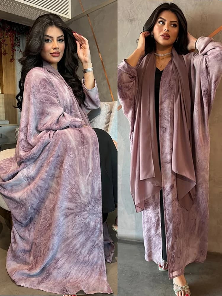 Women's Muslim Abayas DressRamadan Eid Print Cardigan Arabic Long Dress Morocco Dubai Caftano Islam Jalabiya Dresses