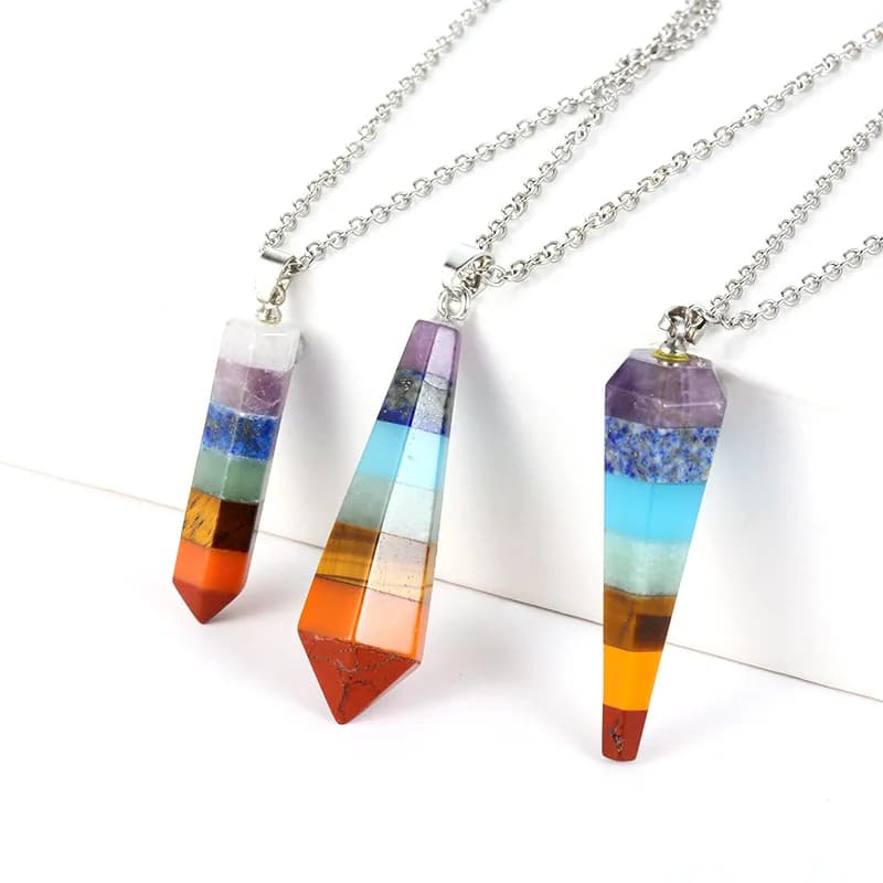 Pendolo curativo per energia di dio cristallo naturale 7 Chakra Orgonite pendolo esagonale a punta Reiki Orgone ciondolo gioielli