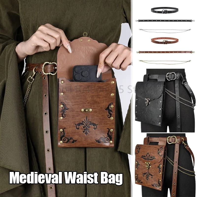 Marsupio medievale stile vichingo cintura appesa portamonete cavaliere marsupio uomo donna rinascimentale marsupio oggetti di scena cosplay