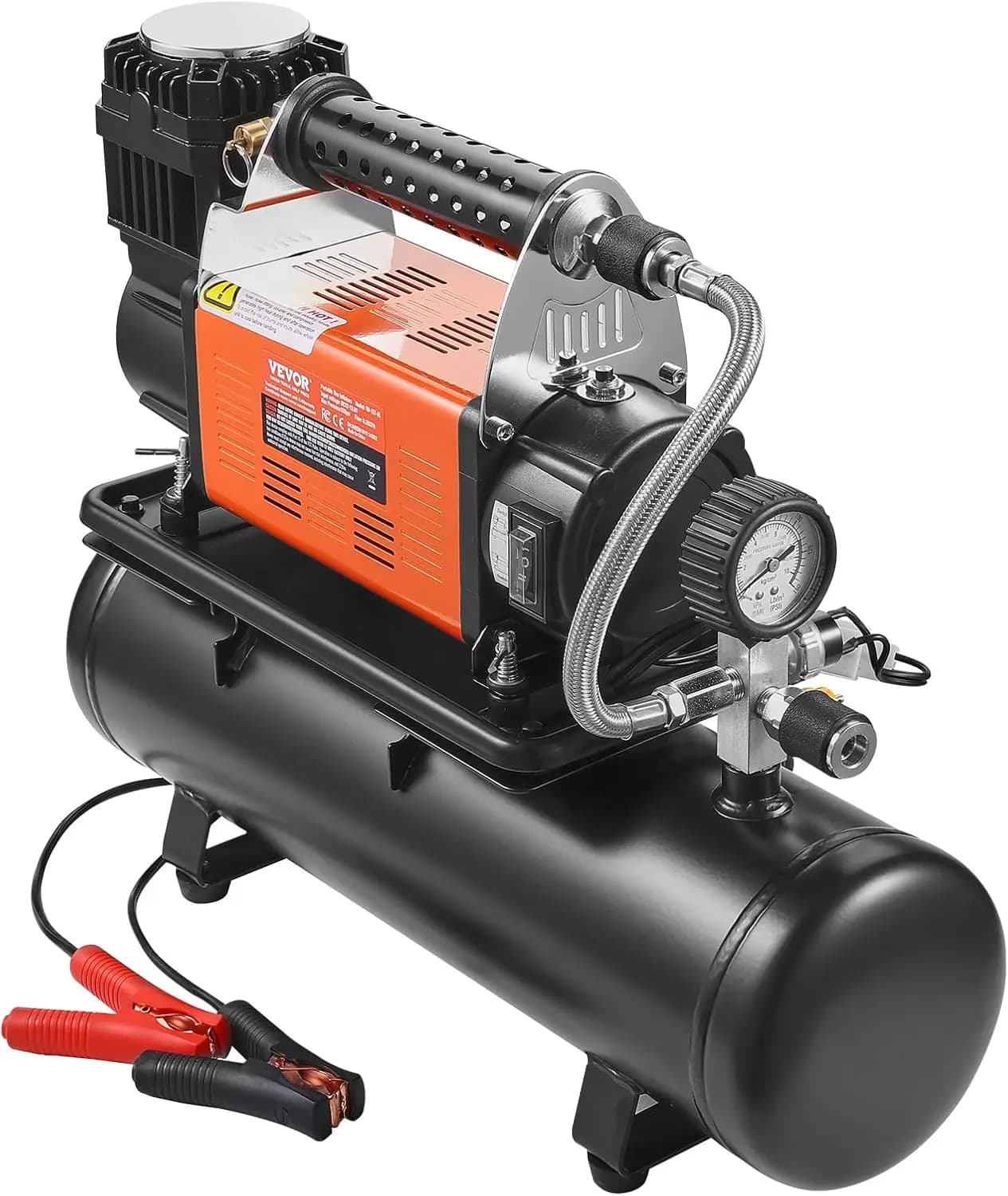 Compressore d'aria per carichi pesanti da 12 V con serbatoio da 6 litri, gonfiatore portatile per pneumatici da 6,35 CFM, 150 PSI per camion, auto, SUV, camper