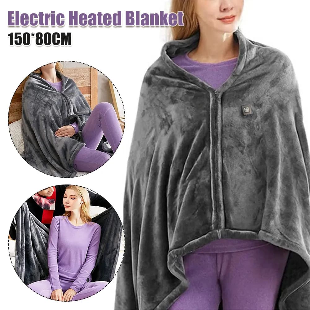 USB Electric Heated Blanket 3 Heating Levels Fleece Heated Blanket Portable Body Warmer Blanket for Household and Office