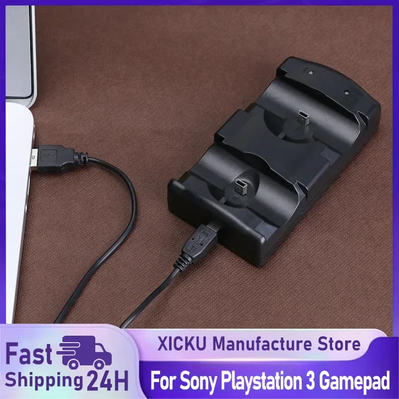 Stazione di ricarica verticale dock di ricarica rapida USB per controller di movimento PS3/PS3 Dock di ricarica doppio per gamepad Sony Playstation 3