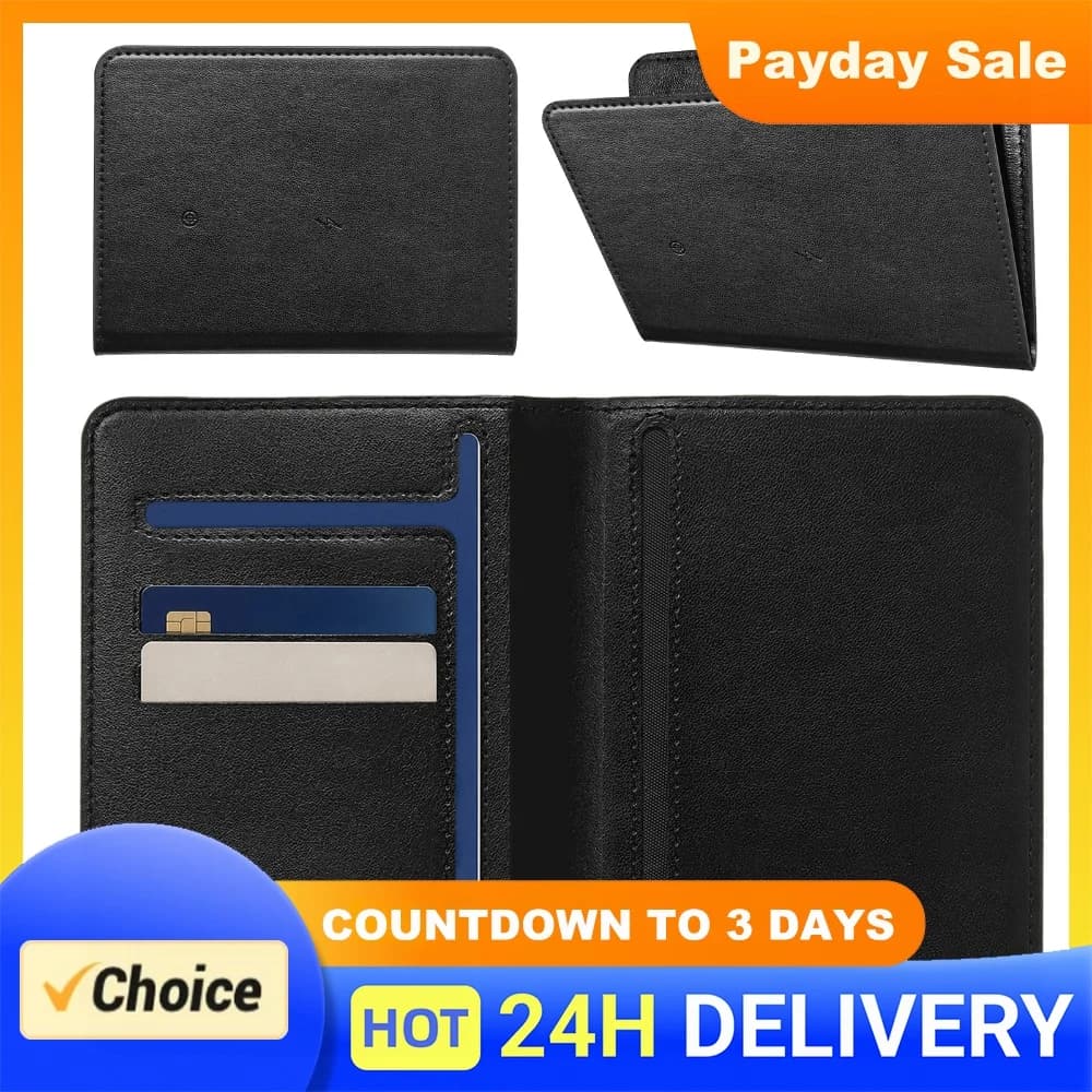 Location Compatible Anti-Lost Smart Passport Cover PU Leather Multi-Slot Card Holder Travel Wallet Wireless Charging