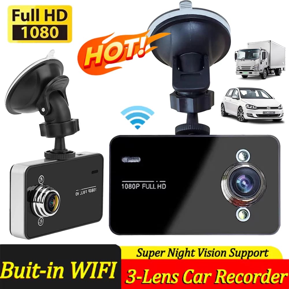 1/2 pz. Dash Cam Full HD 1080P con Registrazione, DVR Auto, Rilevamento Movimento, Visione Notturna, Angolo di Visione 140 Gradi