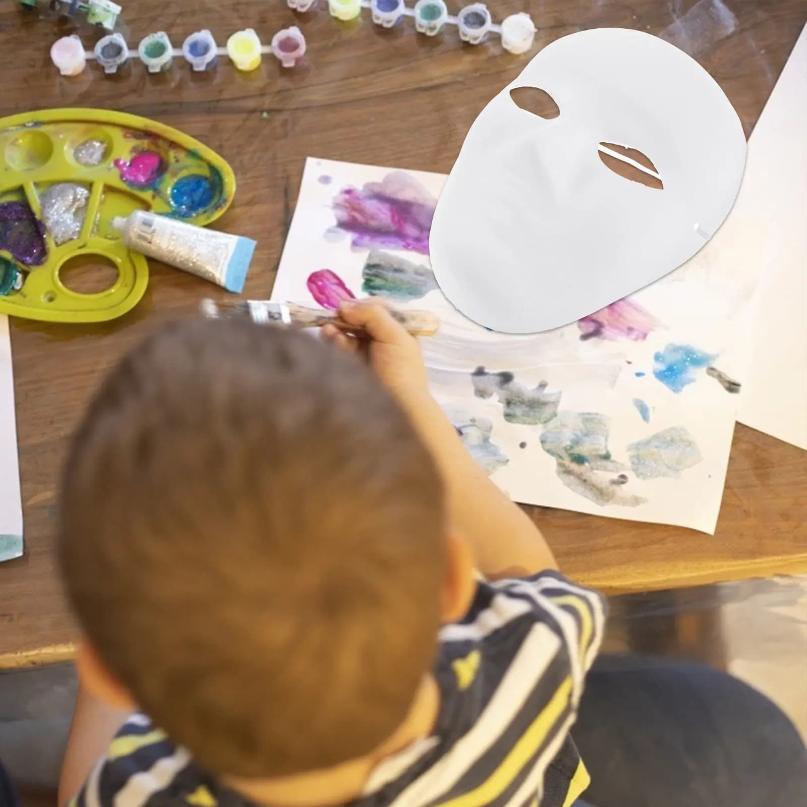 6 Pezzi Maschera Maschile Pitturabile, Maschera Bianca in Carta per DIY, Accessori per Cosplay, Decorazioni per Feste di Halloween e Balli in Maschera