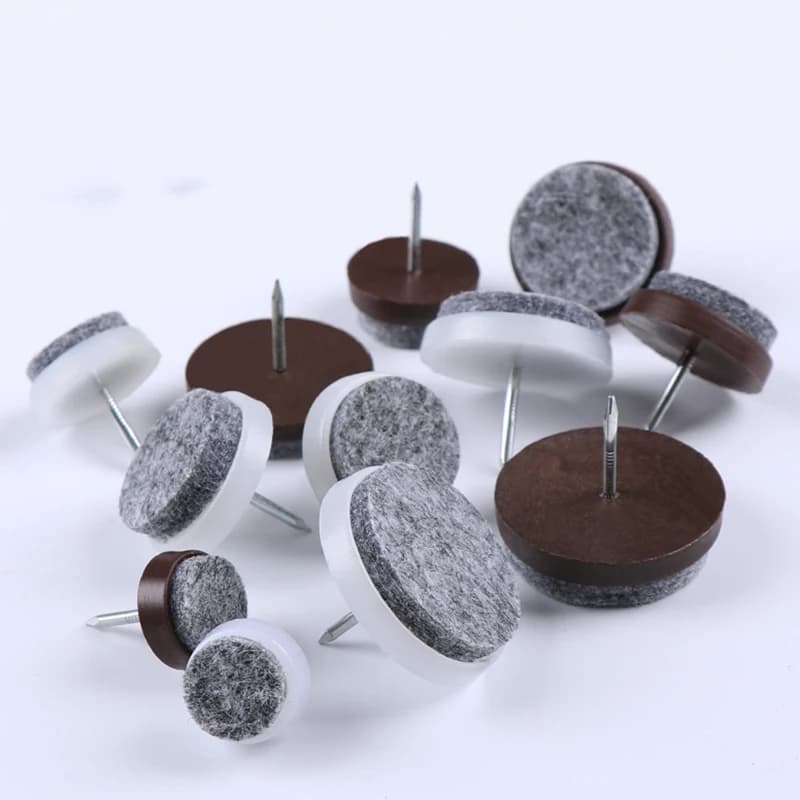 20-100 pezzi chiodi per piedi per mobili feltrini chiodi scorrevoli in plastica sedie gambe del tavolo cuscinetti protettivi diametro 14mm-28mm bianco/marrone