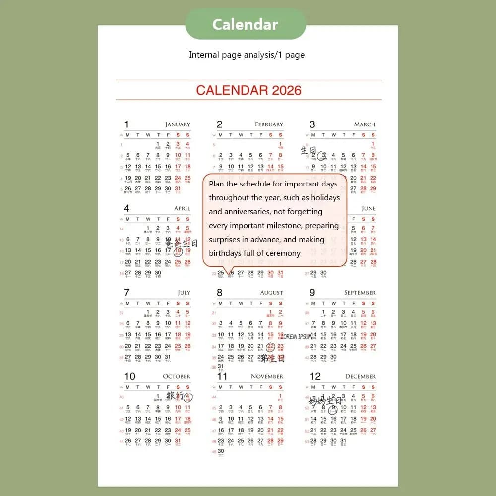 A4 A5 2026 Orari Notebook Efficienza del lavoro 24 fogli Planner Notebook Piano di apprendimento Check-in 2026 Calendario Planner