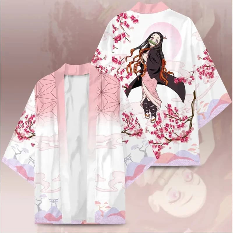 Nuovo Anime Demone Slayer Kamado Nezuko Costumi Cosplay Kimono Giacca Donna Ragazza Cardigan Pigiama Accappatoio Rosa Haori Mantello Top