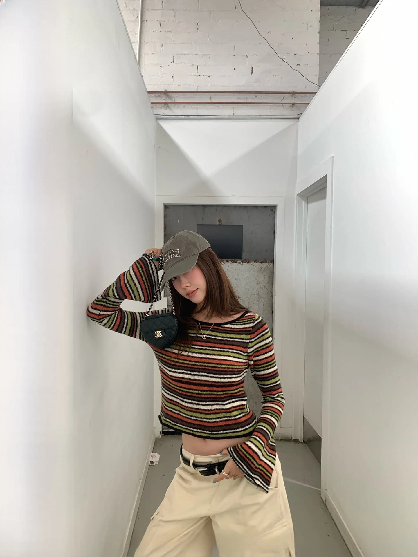 Woolen Knitted Dress with Flared Sleeves Long Sleeve round Neck Fit Style French Fashion Winter Collection Ranwear