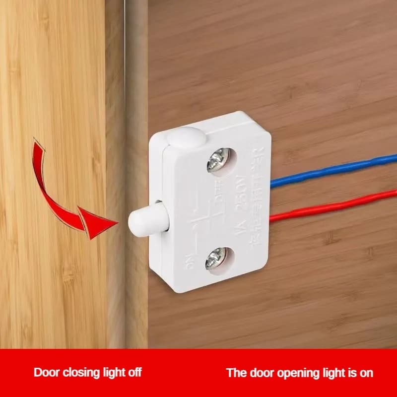 Pack of 2 automatic reset switches, wall cabinet light switch, home cabinet door control switch, wardrobe light switch