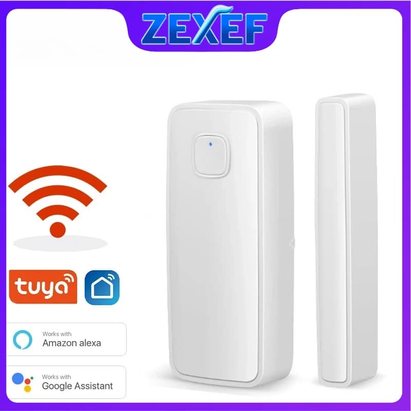 ZEXEF Tuya Sensore per porte e finestre Allarme di protezione di sicurezza Rilevatore di porte aperte/chiuse per casa intelligente compatibile con Alexa Google Home