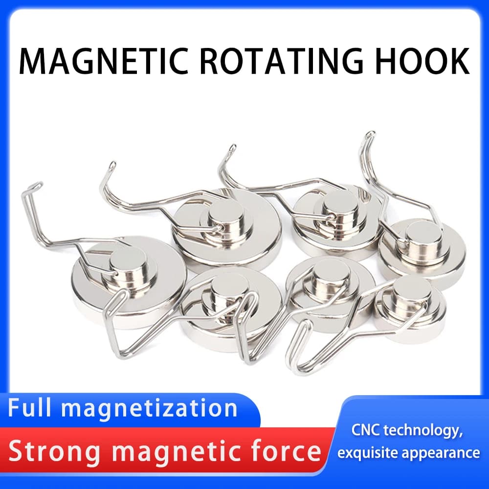 G16 ~ G60 Neodimio Ferro Boro Forte gancio rotante Ventosa rotante Gancio magnetico Ganci circolari con manicotto in acciaio