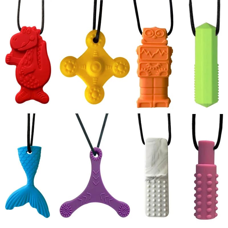 Massaggiagengive in silicone per bambini Collana da masticare per bambini Masticazione sensoriale Perdant Motore orale Aiuta giocattoli per massaggiagengive per autismo ADHD Accessori per bambini
