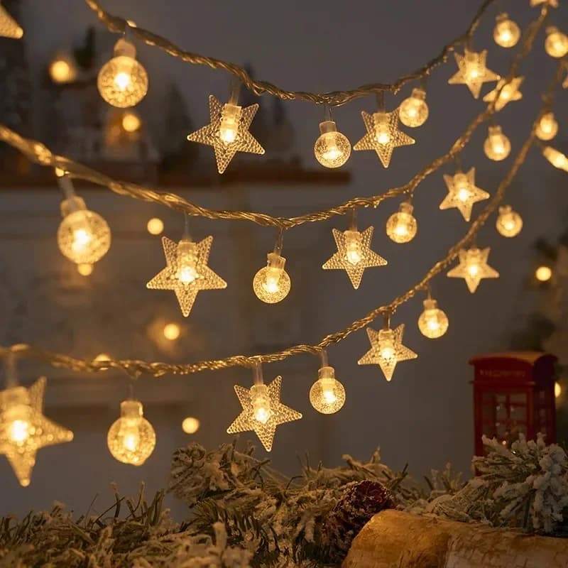 3M luci di natale luci a stringa di fiocchi di neve luci di fata lampada a LED a sfera impermeabile per la decorazione del giardino dell'albero di natale di casa