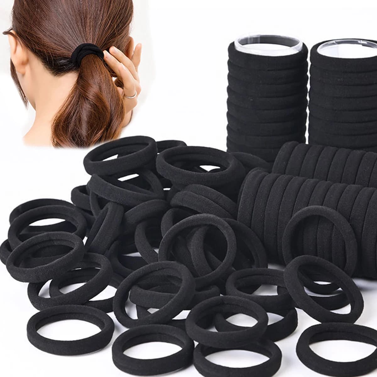 Colorful elastics for girl hair, elastic bands for horsetail, snaps, rubber elastics, women's hair fashion accessories, hair elastics.