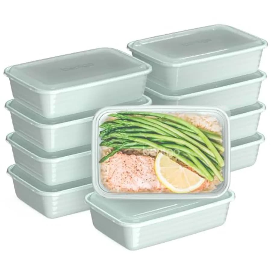 Set di 20 Contenitori Riutilizzabili per Preparazione Pasti con Coperchi, Materiali Senza PFAS e BPA, Resistenti, Adatti per Microonde e Congelatore