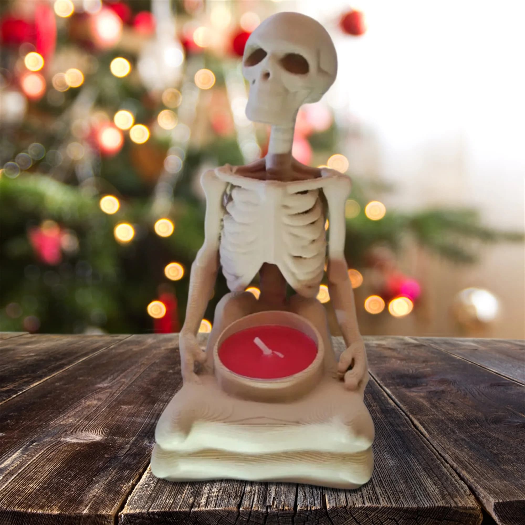 Wallet with creepy Halloween skull, centerpiece with creepy and spectral skeleton for home party decorations