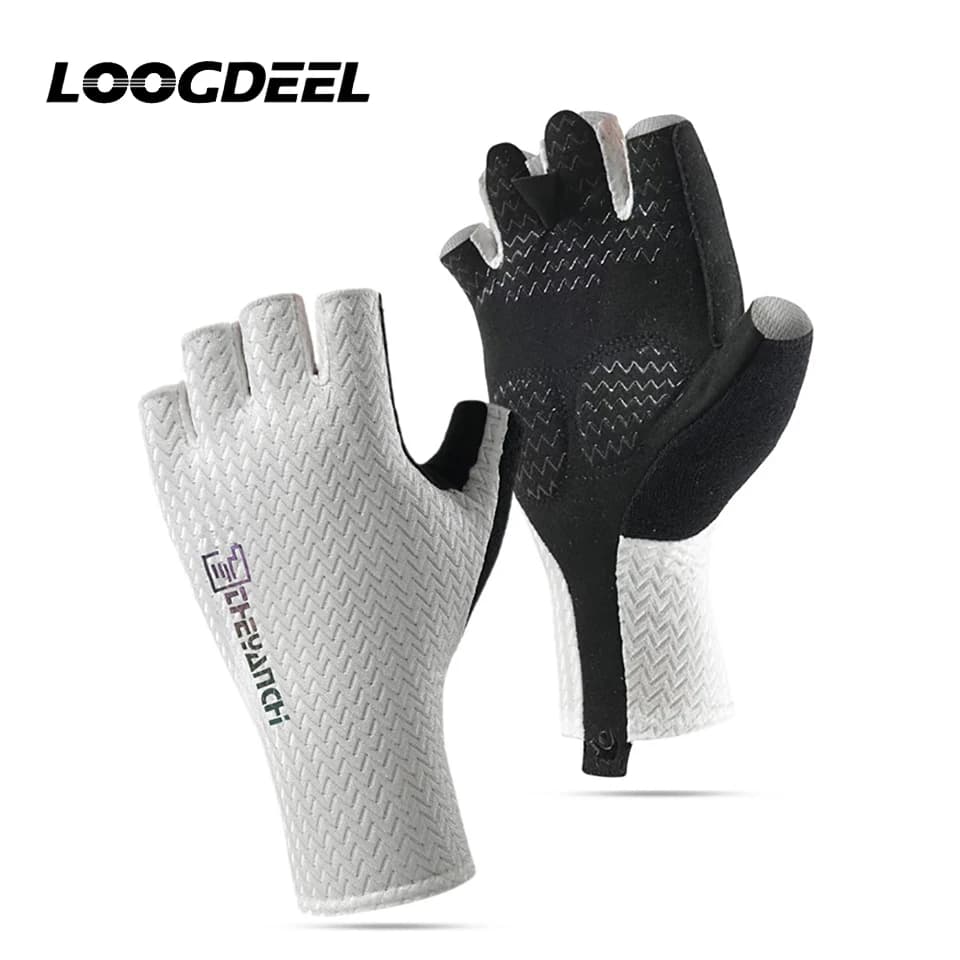 LOOGDEEL Guanti estivi da ciclismo a mezze dita, guanti da bicicletta antiscivolo traspiranti per fitness, per uomo e donna, con assorbimento degli urti