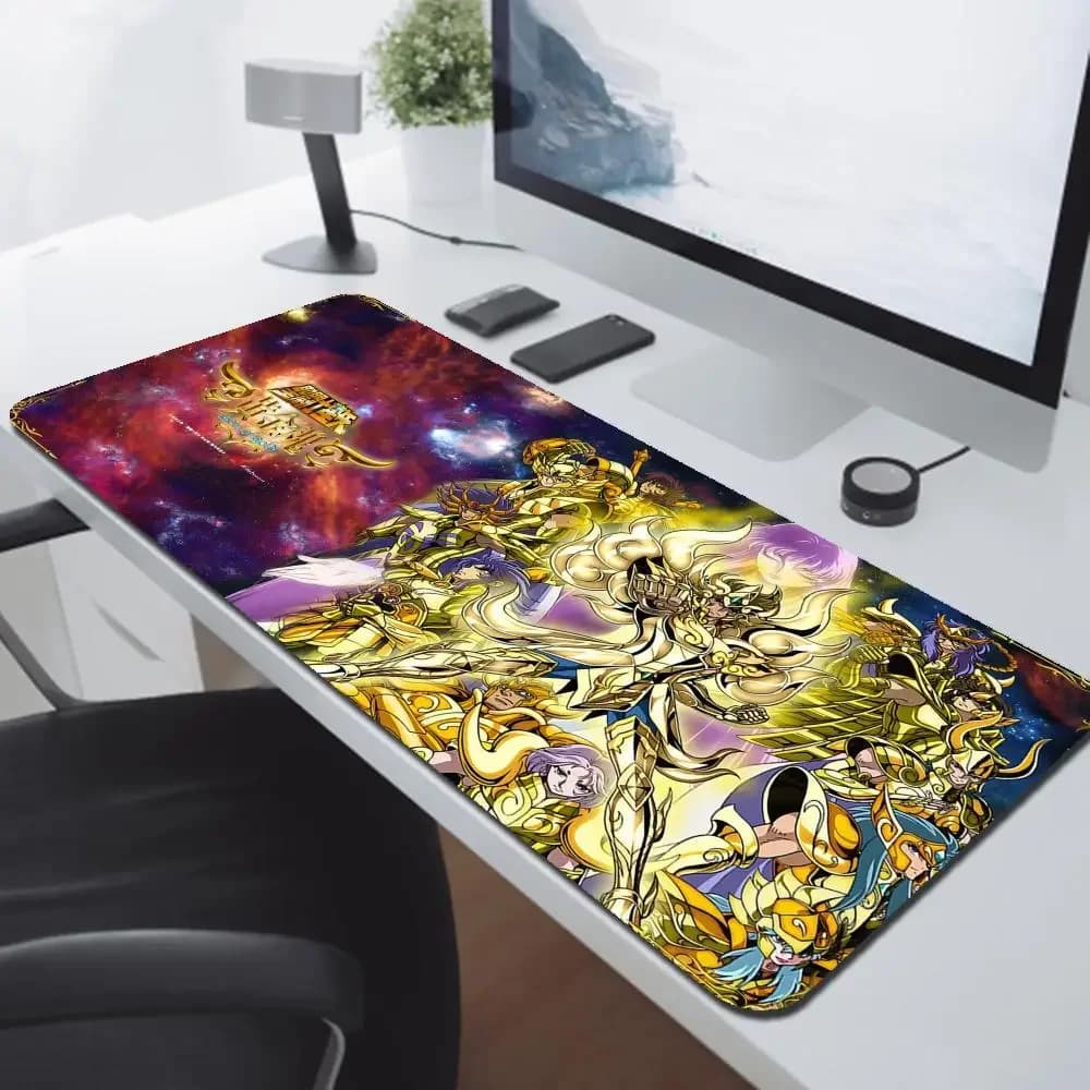 Tappetino per mouse grande Cavalieri dello zodiaco Tappetino per mouse Gamer Tastiera in gomma Ped Accessori da gioco anime Xxl Tappeto da scrivania Tappetino esteso