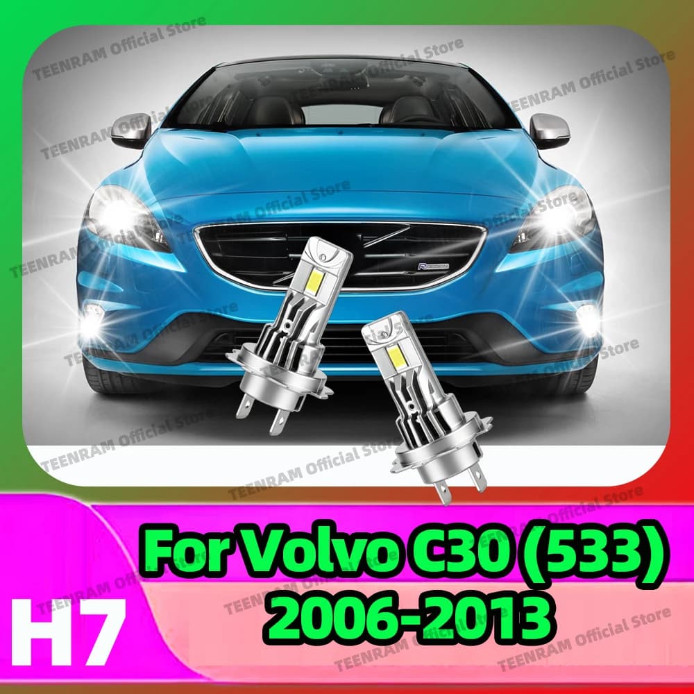 2x Lampadine LED H7 Bianche 6000K 12V Senza Fili per Fari Volvo C30 (533) 2006-2013 2007 2008 2009 2010 2011 2012 Plug-N-Play