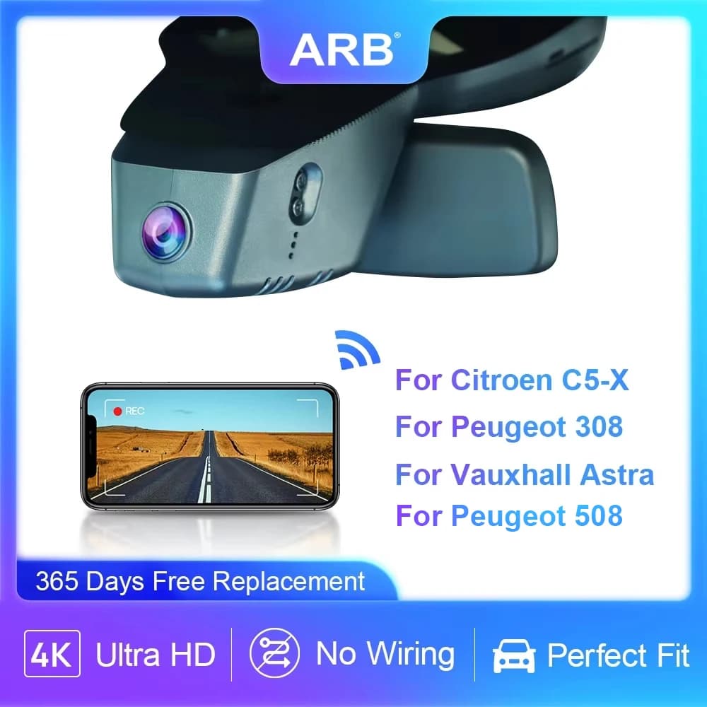 DVR for Peugeot 308 2021-2024, for Citroen C5X/Opel Vauxhall Astra 2022-2023, for Peugeot 508 2019-2022, ARB 4K Dashcam WIFI