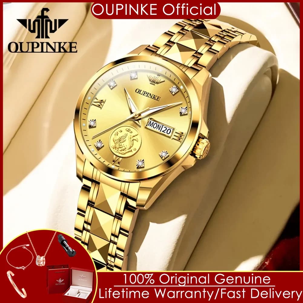OUPINKE 3259 Women's Automatic Watch Wrist Watch Women's Mechanical Watch with Original Luxury Tungsten Steel Strap