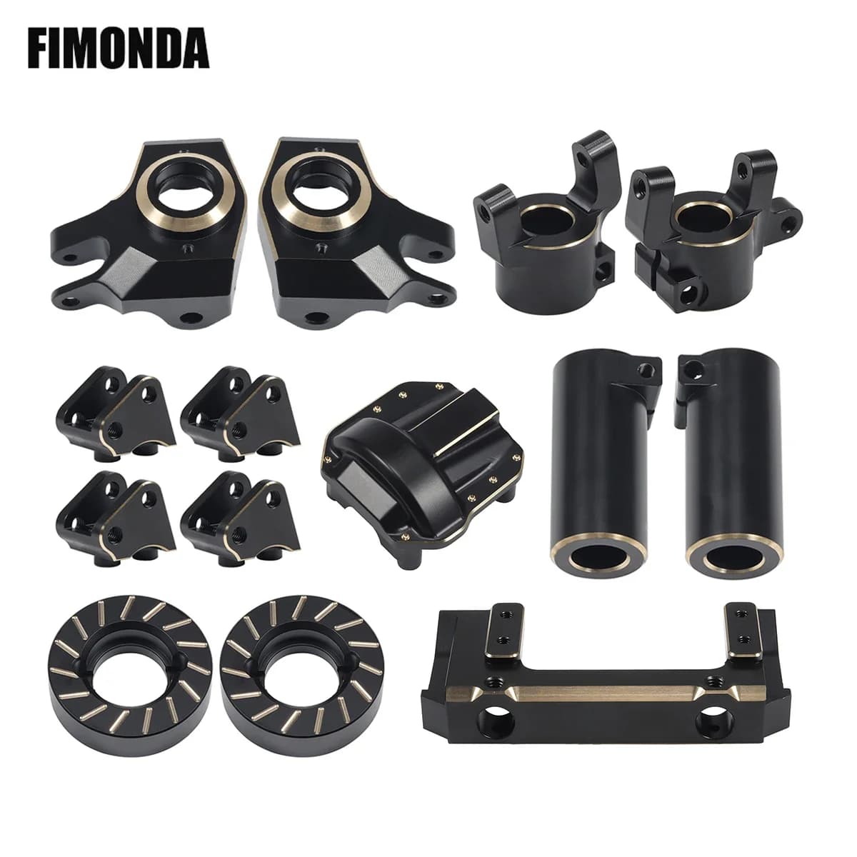 Black brass weights AR44 Differential axis cover Snode hubs C Connection supports Axial chassis battery tray SCX10 II 90046 90047