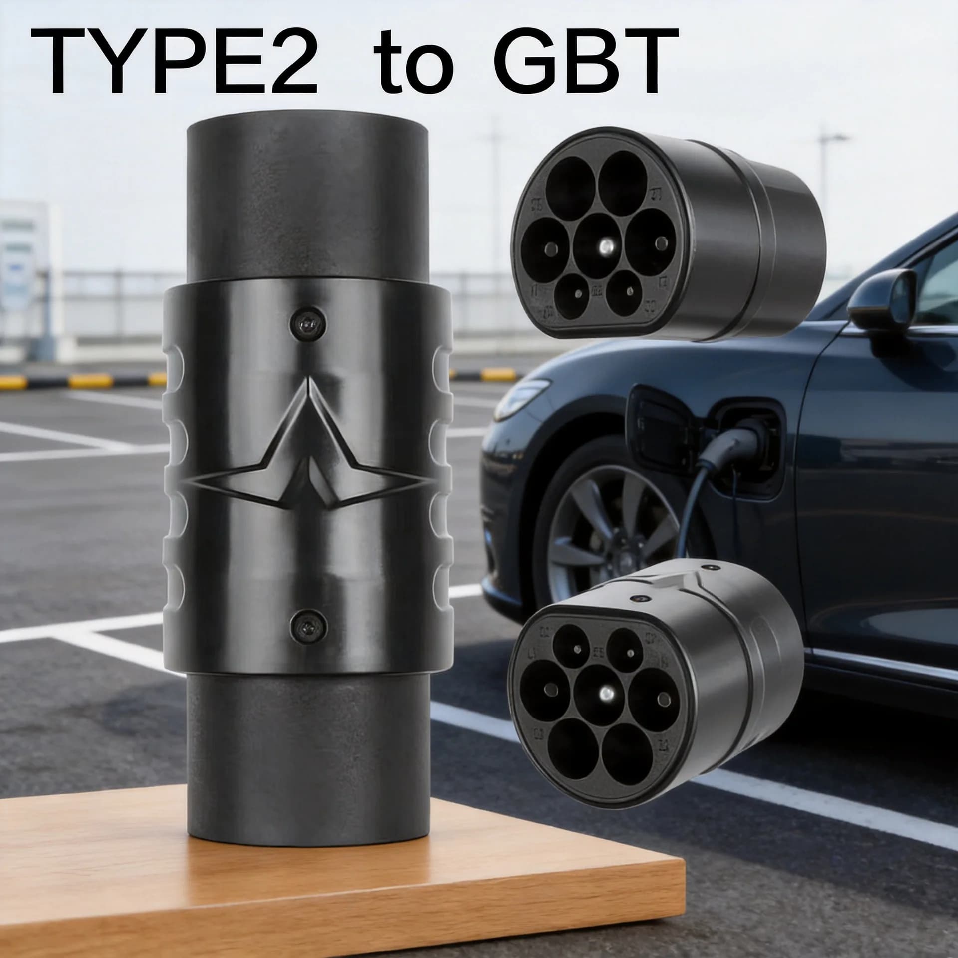 Type2 to GBT Adapter for EV EU Type 2 Plug to China GBT Socket Converter, Compatible with GBT Compliant Electric Cars