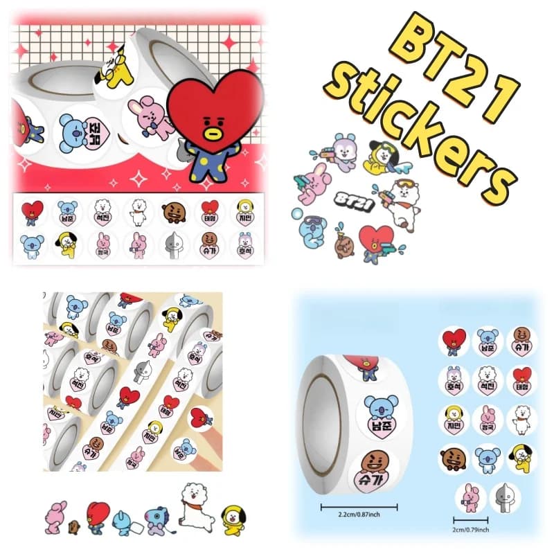 BT21 anime peripheral 500 stickers cartoon cute star ins creative roll stickers decoration phone case desktop