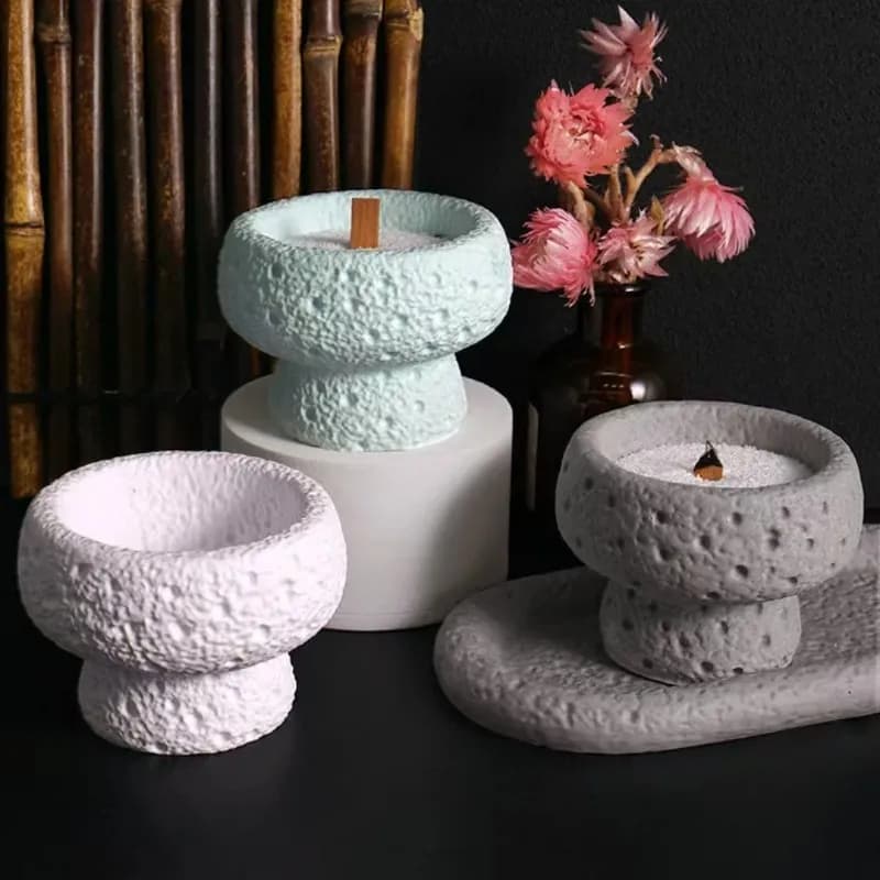Stampo in Silicone con Texture Spaziale per Candele in Gesso, Stampi Creativi per Portacandele in Cemento, Decorazioni da Tavolo in Gesso per Artigianato Domestico