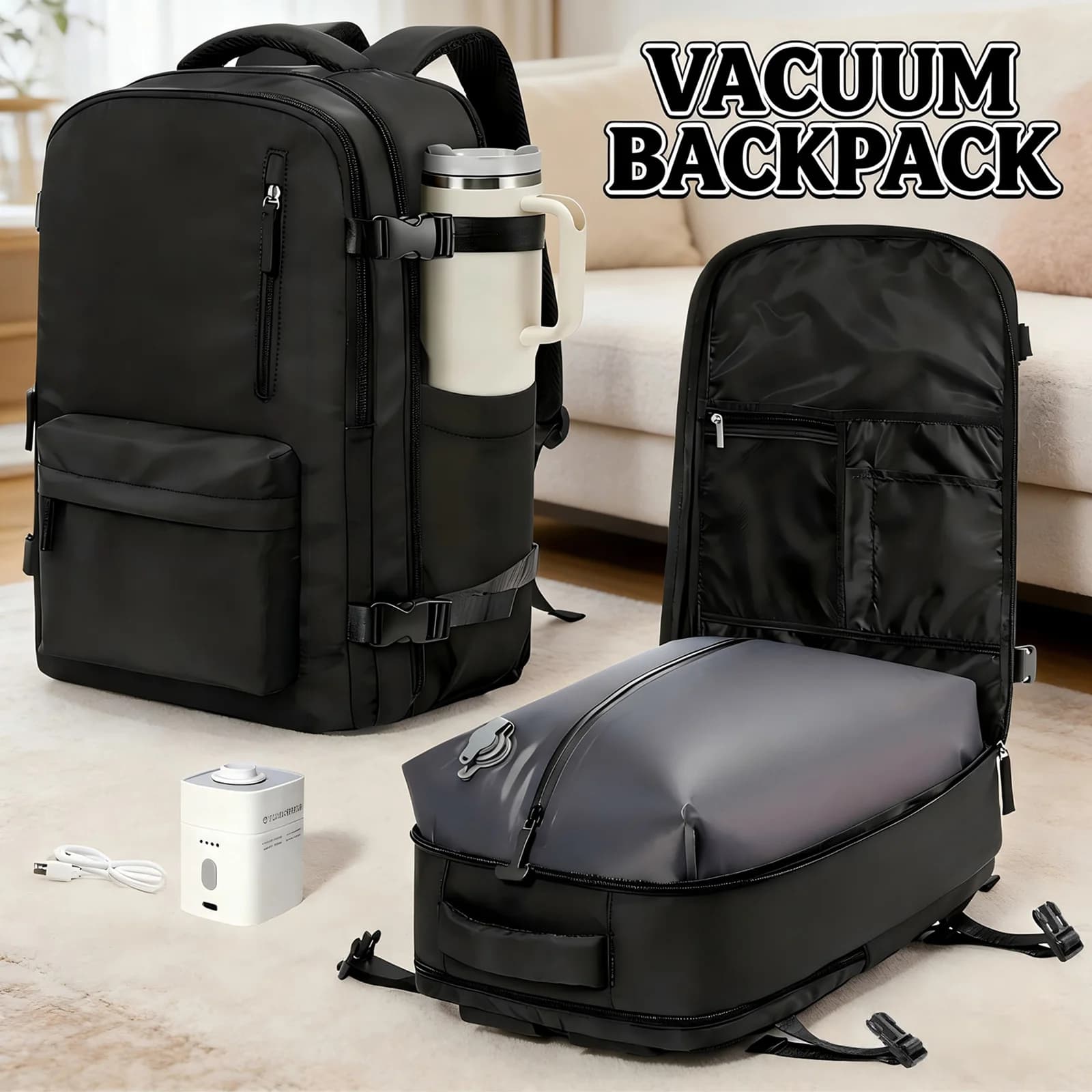 Zaino da Viaggio Sottovuoto, Bagaglio a Mano Easyjet, Zaino per Laptop Donna Uomo, Zaino da Trekking, Borsa Sottovuoto per Vestiti