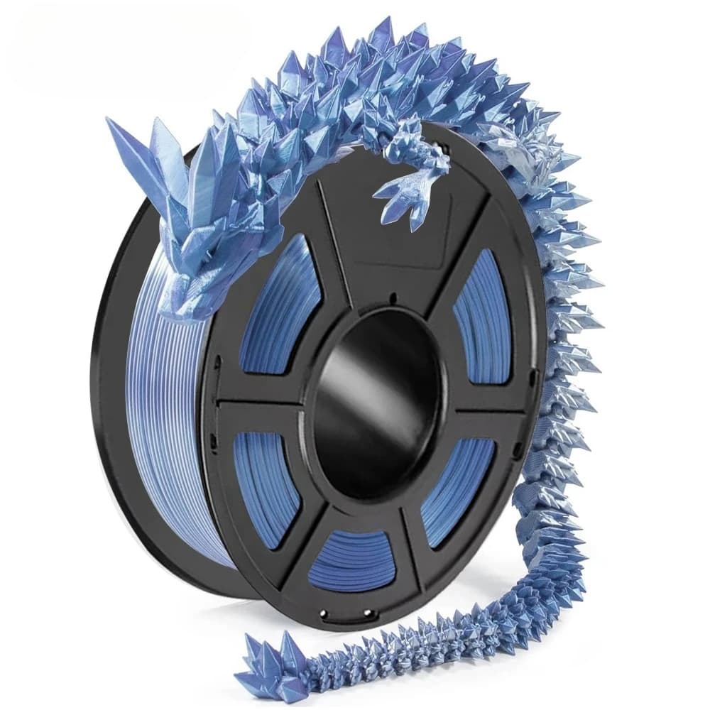 Filamento per stampante 3D PLA bicolore effetto seta blu argento 250g, 1.75mm, materiale PLA per stampa 3D